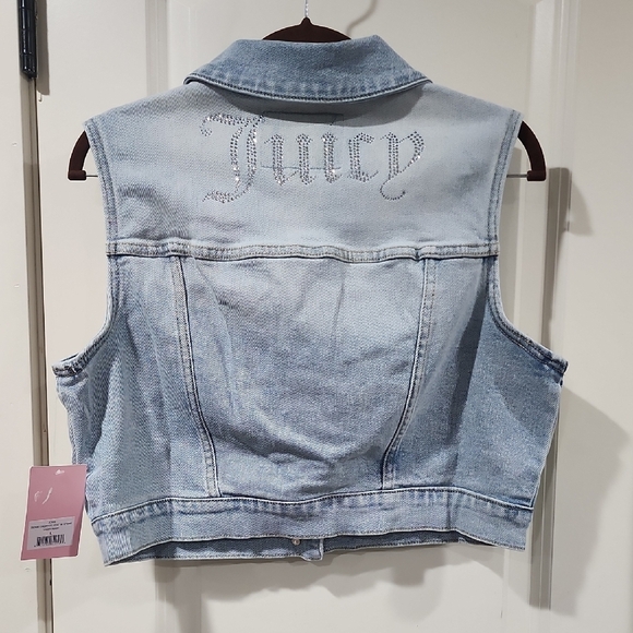 Juicy Couture Jackets & Blazers - Juicy Couture Denim Cropped Vest With Stone, Light Wash, L NWT Y2K